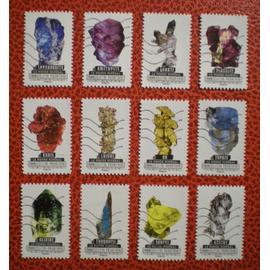 Le monde minéral - Série complète de 12 timbres oblitérés - France - Année 2016
