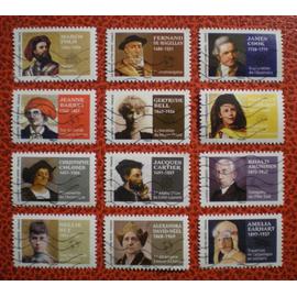 Les grands Voyageurs - Série complète de 12 timbres oblitérés - France - Année 2022
