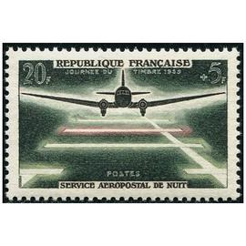 Journée du timbre et 20ème anniversaire du service aéropostal de nuit année 1959 n° 1196 yvert et tellier luxe