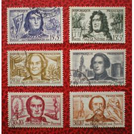 Célébrités - Lot De 6 timbres oblitérés - Série complète - Année 1959 - Y&T n° 1207, 1208, 1209, 1210, 1211 et 1212