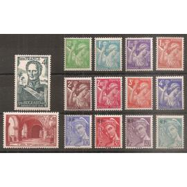 649 à 660 et 661 - 662 (1944) Séries Iris et Mercure surchargé / Saint Denis / Bugeaud N** (cote 3,2e) (8941)