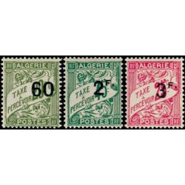 algérie, département français 1926 / 28, beaux timbres taxe yvert 12 13 14, types bannière avec surcharge, neufs*
