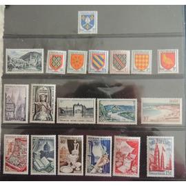 France Lot de 19 timbres** (neufs sans charnières), année 1954, N°975, 976/981, 984, 988, 995, 997, 998,999/1005