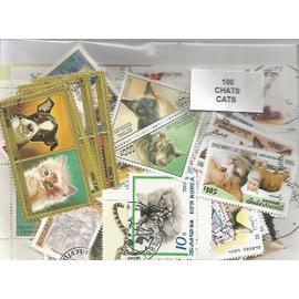 Lot 100 timbres thematique " Chats "