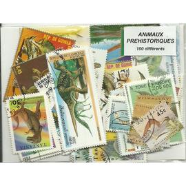 Lot 100 timbres thematique " Animaux prehistoriques "