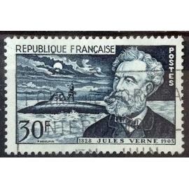 Jules Verne 30f Bleu-Noir (Très Joli n° 1026) Obl - Cote 5,50&euro; - France Année 1955 - brn83 - N15619