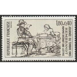 Journée du timbre 1983, timbre neuf**. Oeuvre de Rembrandt. Homme dictant une lettre n° 2258