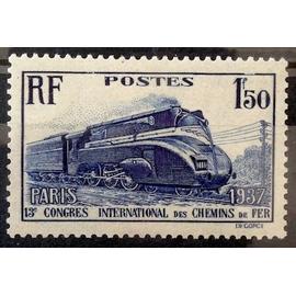 Chemins de Fer Locomotive Pacific Carénée 1f50 Outremer (Très Joli n° 340) Neuf* - Cote 8,50&euro; - France Année 1937 - brn83 - N14415