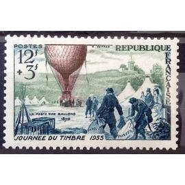 Journée Timbre 1955 - Ballon Poste 12f+3f (Impeccable n° 1018) Neuf** Luxe (= Sans Trace de Charnière) - Cote 5,50&euro; - France Année 1955 - brn83 - N15624