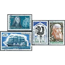france 1973, beaux timbres yvert 1737 sainte thérèse, 1762 voilier 5 mats france 2, 1767 hansen, découverte du bacille de la lèpre, 1778 chambres d