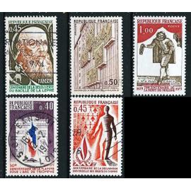 france 1973, beaux timbres yvert 1767 hansen découvreur du bacille de la lèpre, 1771 molière, 1777 50 ans flamme sous l