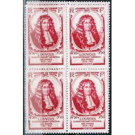 France 1947, très beau bloc neuf** luxe 4 timbres yvert 779, journée du timbre, michel le tellier, marquis de louvois, surintendant des postes.