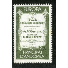 timbre non oblitéré principat d'andorra, le val d'andorre , opéra comique en 3 actes, postes 1985, 2.10