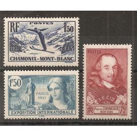 334 à 336 (1937) Chamonix / Corneille / Exposition Internationale N* (cote 12,7e) (7782)
