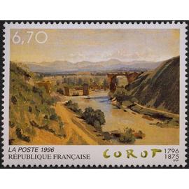 Timbre Art le pont de Narni (Musée du Louvre) bicentenaire de la naissance de Jean-Baptiste Corot année 1996 n° 2989 yvert et tellier
