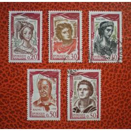 Comédiens français - Lot de 5 timbres oblitérés - Série complète - France - Année 1961 - Y&T n° 1301, 1302, 1303, 1304 et 1305
