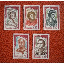 Comédiens français - Lot de 5 timbres neufs sans gomme - Série complète - France - Année 1961 - Y&T n° 1301, 1302, 1303, 1304 et 1305