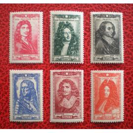 Célébrités du XVIIème siècle - Série complète de 6 timbres neufs ** - France - Année 1944 - Y&T n°612, 613, 614, 615, 616 et 617