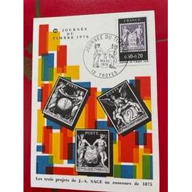 Carte journée du timbre 1976 - Les trois projets de J.A. Sage au concours de 1875