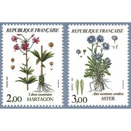 france 1983, très beaux timbres neufs** luxe yvert 2267 et 2268, Nature de France - Fleurs de montagne Martagon et Aster.