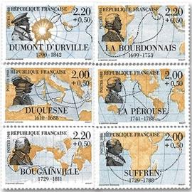 grands navigateurs : duquesne, Suffren, La Pérouse, Le Bourdonnais, Bougainvilé, Dumont d