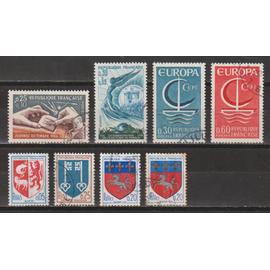 France, 1966, Armoiries De Ville, Journée Du Timbre, Victoire De Verdun, Europa, N°1468 + 1469 + 1477 + 1484 + 1490 + 1491 + 1510 + 1510c, Oblitérés.