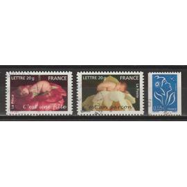 France, 2005, timbres de naissance, type marianne de lamouche, N°3804 + 3805 + 3807, Oblitérés.