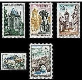france 1971, très belle série touristique neuve** luxe, timbres 1683 riom, 1684 dole, 1685 riquewihr, 1686 chateau de sedan, 1687 gorges de l