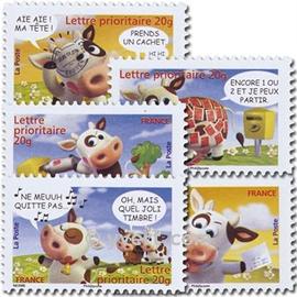 "sourires" avec les vaches humoristiques du dessinateur Alexis Nesmes série complète année 2007 autoadhésifs n° 4089 4090 4091 4092 4093 ou 134 135 136 137 138 yvert et tellier luxe