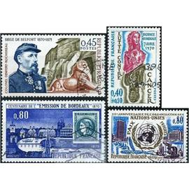 france 1970, beaux timbres yvert 1636 lutte contre le cancer, 1658 25 ans de l