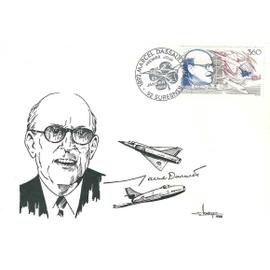 france 1988, belle Enveloppe 1er jour, timbre yvert 2502 marcel dassault - cachet de suresnes le 23 janvier 1988, belle illustration couleur, portrait de l