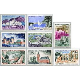 france 1961 / 62, t. belle série touristique complète timbres neufs**/* yvert 1311 st paul de vence 1312 arcachon 1313 sully s/loire 1314 cognac, 1315 dinan, 1316 calais, 1317 dunkerque et 1318 médéa.