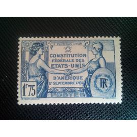 timbre FRANCE Y T 357 150e anniversaire de la Constitution des États-Unis, la France félicite les États-Unis 1937 ( 170607 )*