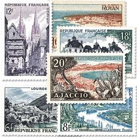 Sites et monuments : Lourdes, Les Andelys, Royan, Quimper, Château de Cheverny, Ajaccio série complète année 1954 n° 976 977 978 979 980 981 yvert et tellier luxe