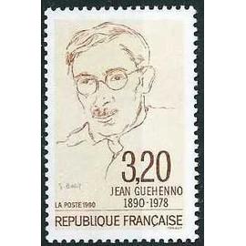 france 1990, très beau timbre neuf** luxe yvert 2641, Centenaire de la naissance de Jean Guéhenno(1890-1978) écrivain, critique et polémiste.