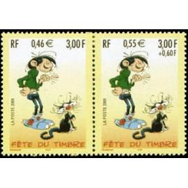 fête du timbre ; Gaston Lagaffe (Franquin) paire 3371A année 2001 n° 3370 3371 yvert et tellier luxe