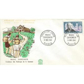 france 1960, très belle enveloppe 1er jour FDC 352, timbre 1271, 10 ans de la mort de marc sangnier, fondateur des auberges de jeunesse.