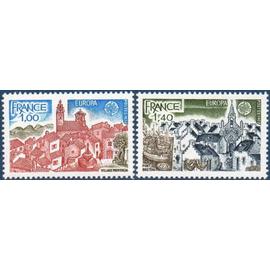 france 1977, très belle paire europa neuve** luxe, timbres yvert 1928 & 1929 - village provençal et port breton. -