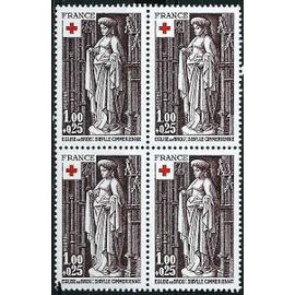 france 1976, très beau bloc neuf** luxe croix rouge, 4 timbres yvert 1911 - Eglise de Brou : Sibylle Cimmérienne. -