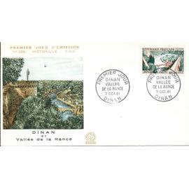 france 1961, belle enveloppe 1er jour FDC 395, timbre yvert 1315, dinan et la vallee de la rance. -