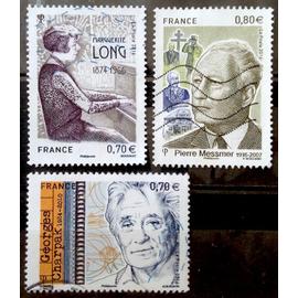 Marguerite Long -Pianiste 0,70&euro; (Très Joli 5032) + Georges Charpak -Physicien 0,70&euro; (Très Joli 5034) + Pierre Messmer 0,80&euro; (Joli 5035) Obl - France Année 2016 - brn83 - N32022