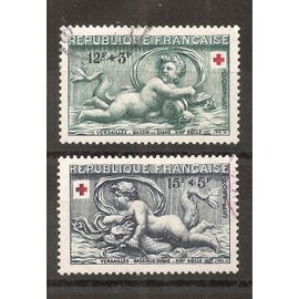937 - 938 (1952) Série Croix-Rouge oblitérée (cote 12e) (6374)