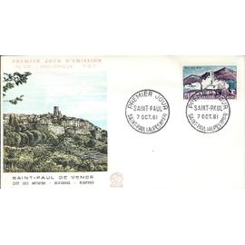 france 1961, tres belle enveloppe 1er jour FDC 391, timbre yvert 1311, saint paul de vence, cite des artistes. -