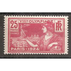 184 (1924) Olympiade Paris 1924 25c rouge carminé N** (cote 10e) (7646)