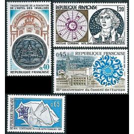 france 1974, commémoratifs, très beaux timbres neufs** luxe yvert 1788 100 ans club alpin français, 1792, 25ème anniv. conseil de l