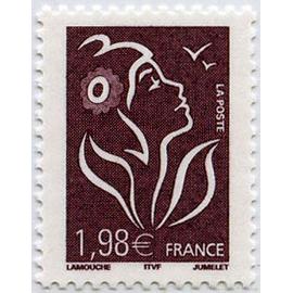 france 2005, très beau timbre neuf** luxe yvert 3759, Marianne des Français ou Marianne de Lamouche, 1,98?, marron noir.