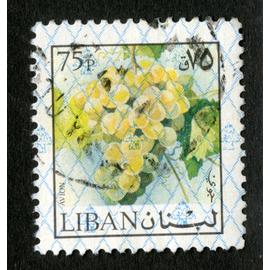 timbre oblitéré liban, avion, 75 p