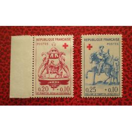 Paire de timbres au profit de la Croix-Rouge neufs ** - Saint-Martin - France - Année 1960 - Y&T n° 1278 et 1279
