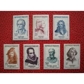 Célébrités étrangères - Lot de 7 timbres neufs sur charnière ou avec trace - Série complète - France - Année 1957 - Y&T n° 1132, 1133, 1134, 1135, 1136, 1137 et 1138