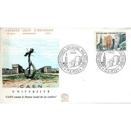 france 1963, belle enveloppe 1er jour FDC 466A, timbre yvert 1389, congrès philatélique à Caen, vue de l